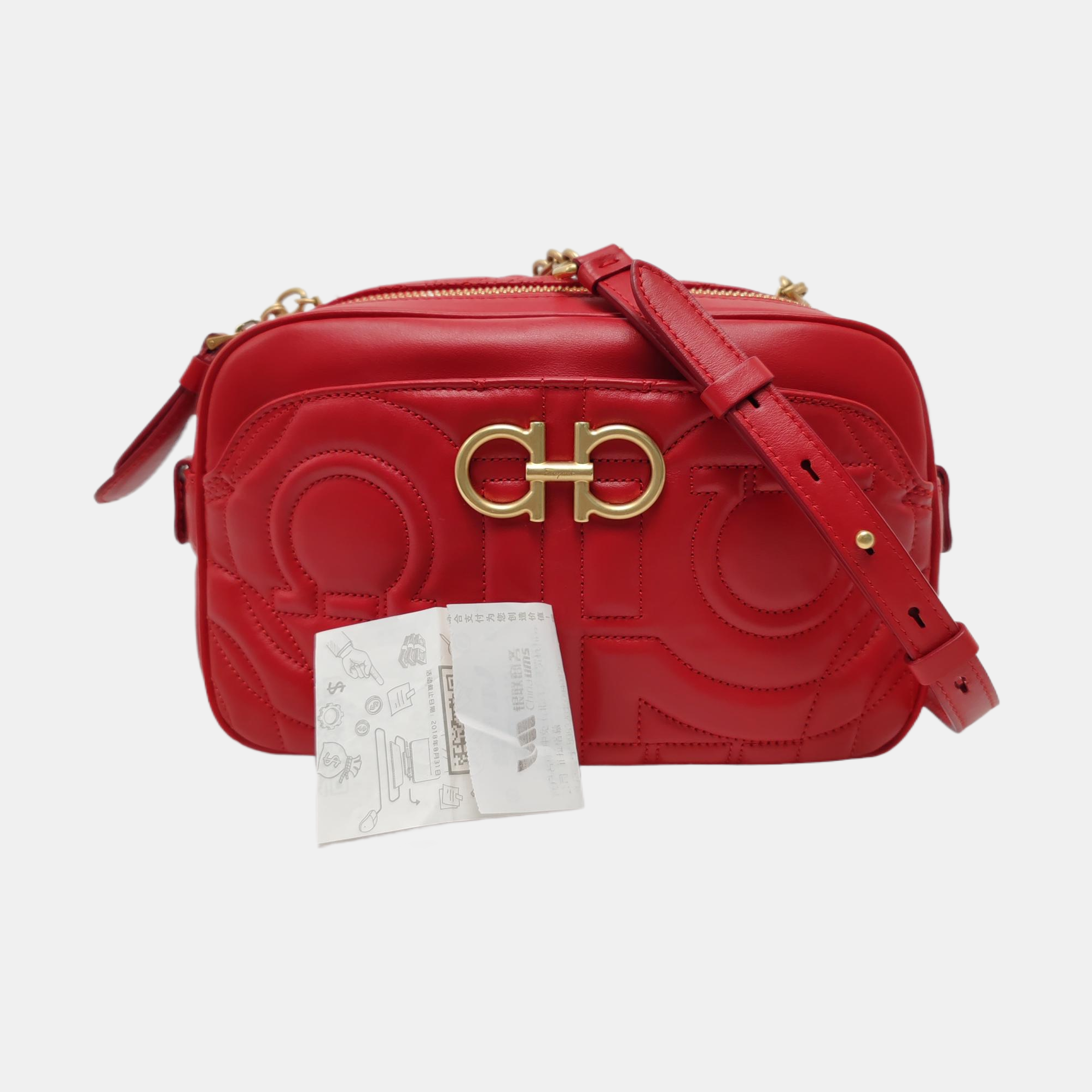 Authenticated pre-owned  Gancini Quilted Calfskin Red - Shoulder Bag at Looply