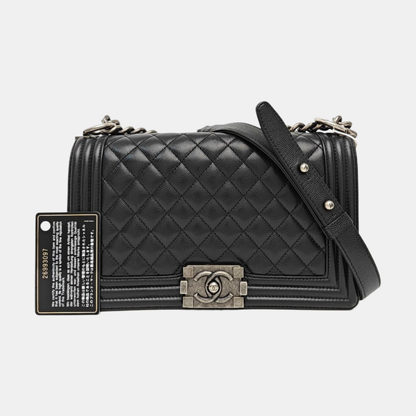 BOY CHANEL Medium Quilted Calfskin Black