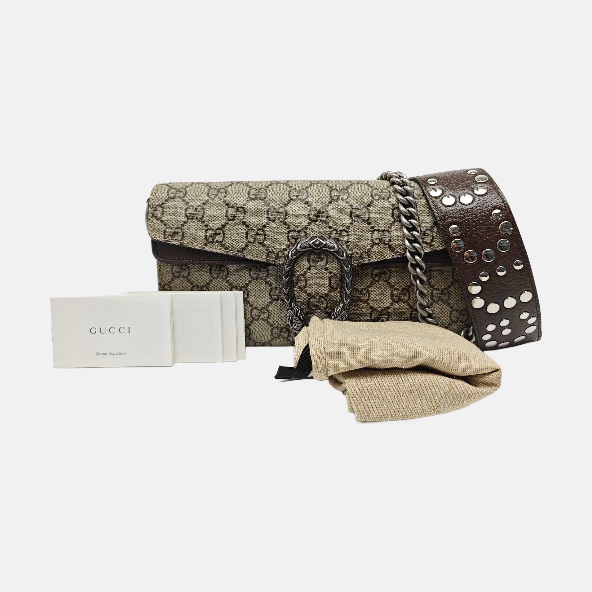 Dionysus Small Monogram Coated Canvas Beige