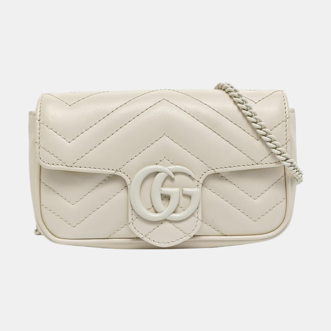 GG Marmont Mini Quilted Calfskin White