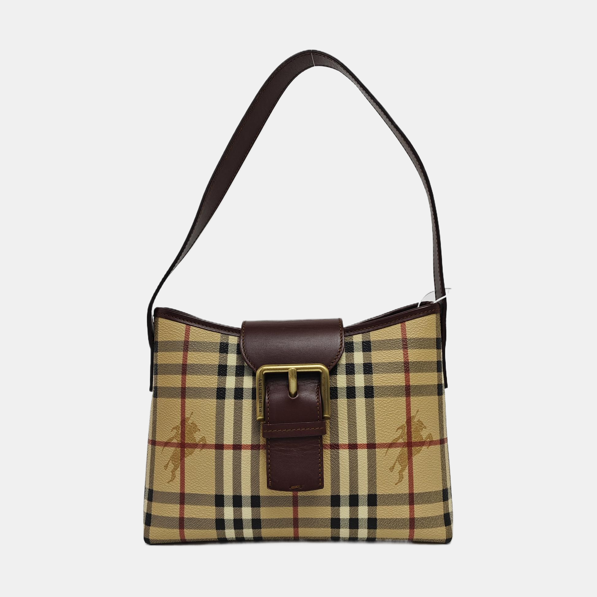 Coated Canvas Shoulder Bag Beige