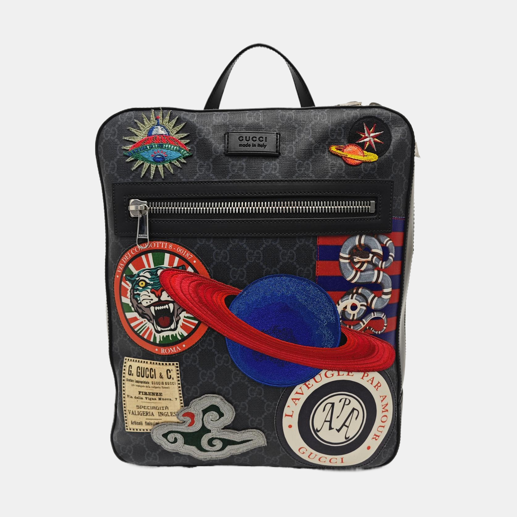 Monogram Coated Canvas Backpack Black