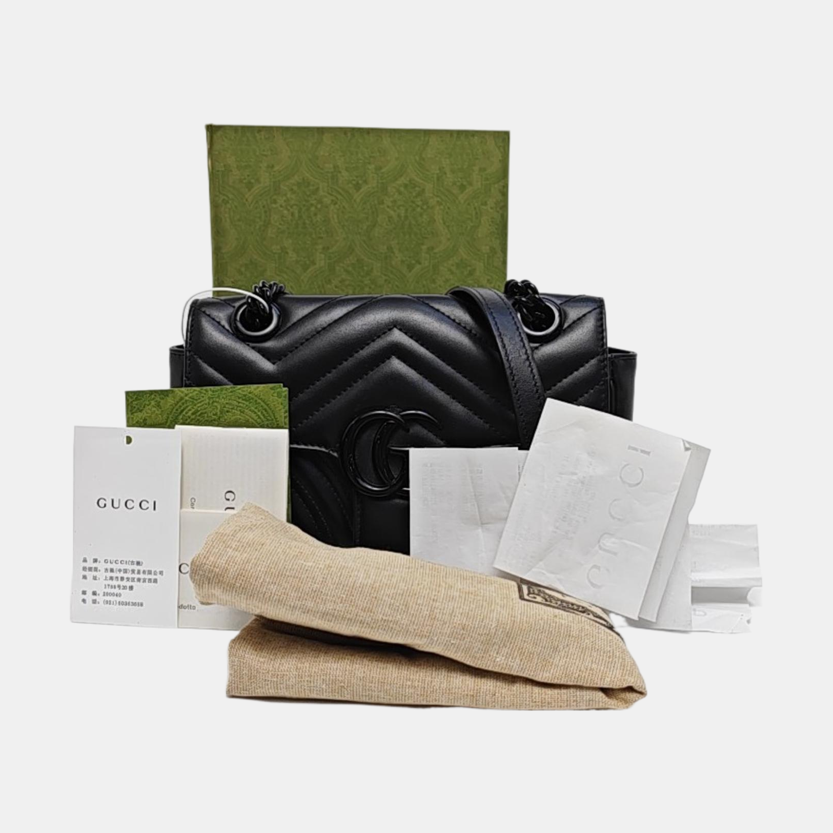 GG Marmont Small Quilted Calfskin Black