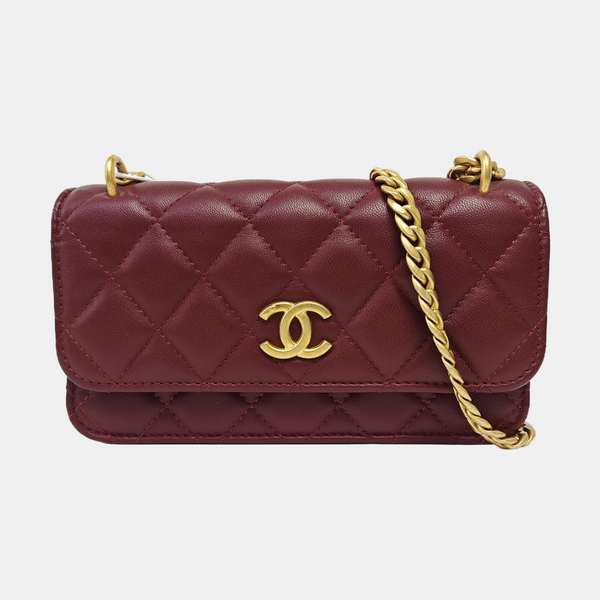 WOC Mini Quilted Lambskin Red