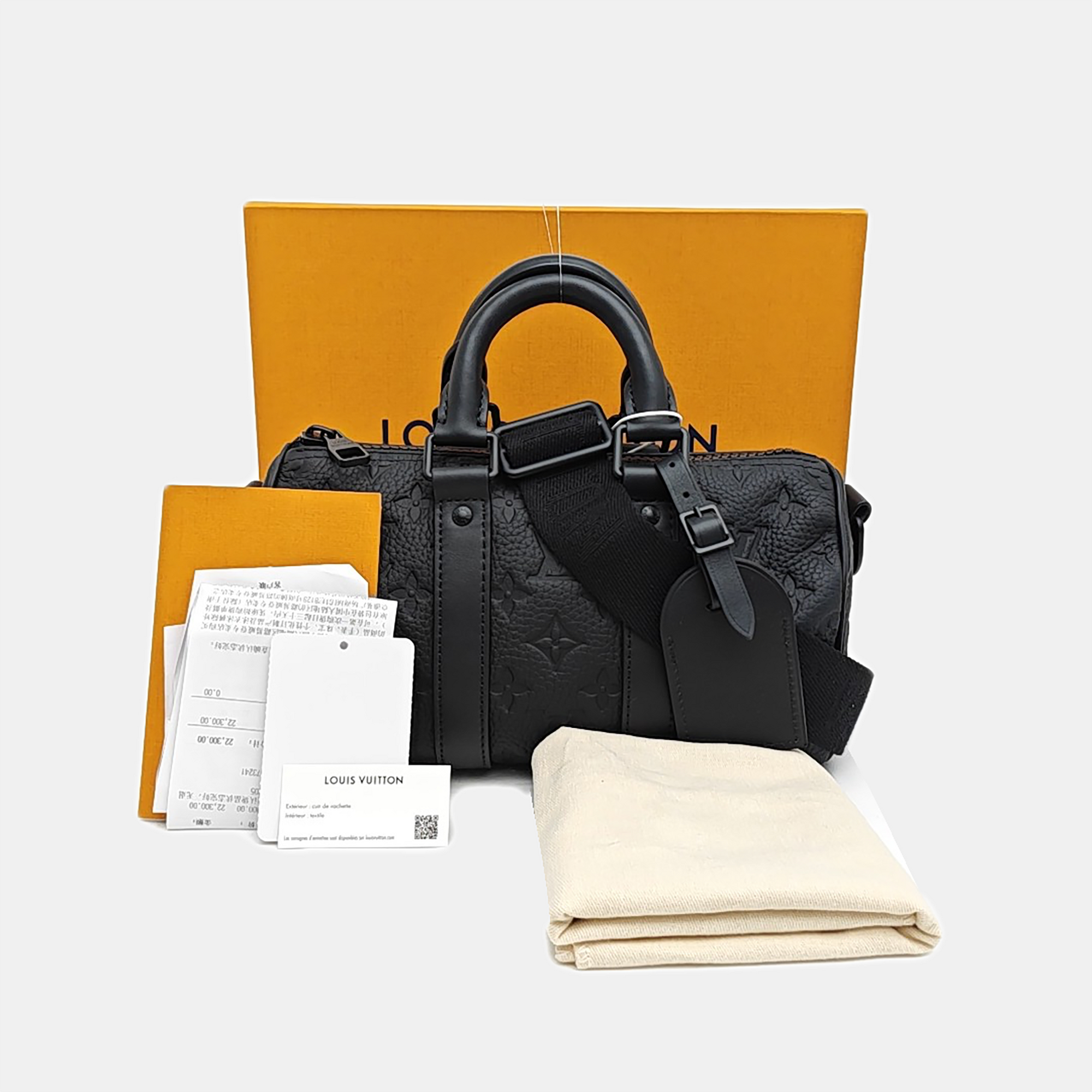 KEEPALL 25 Monogram Calfskin Black