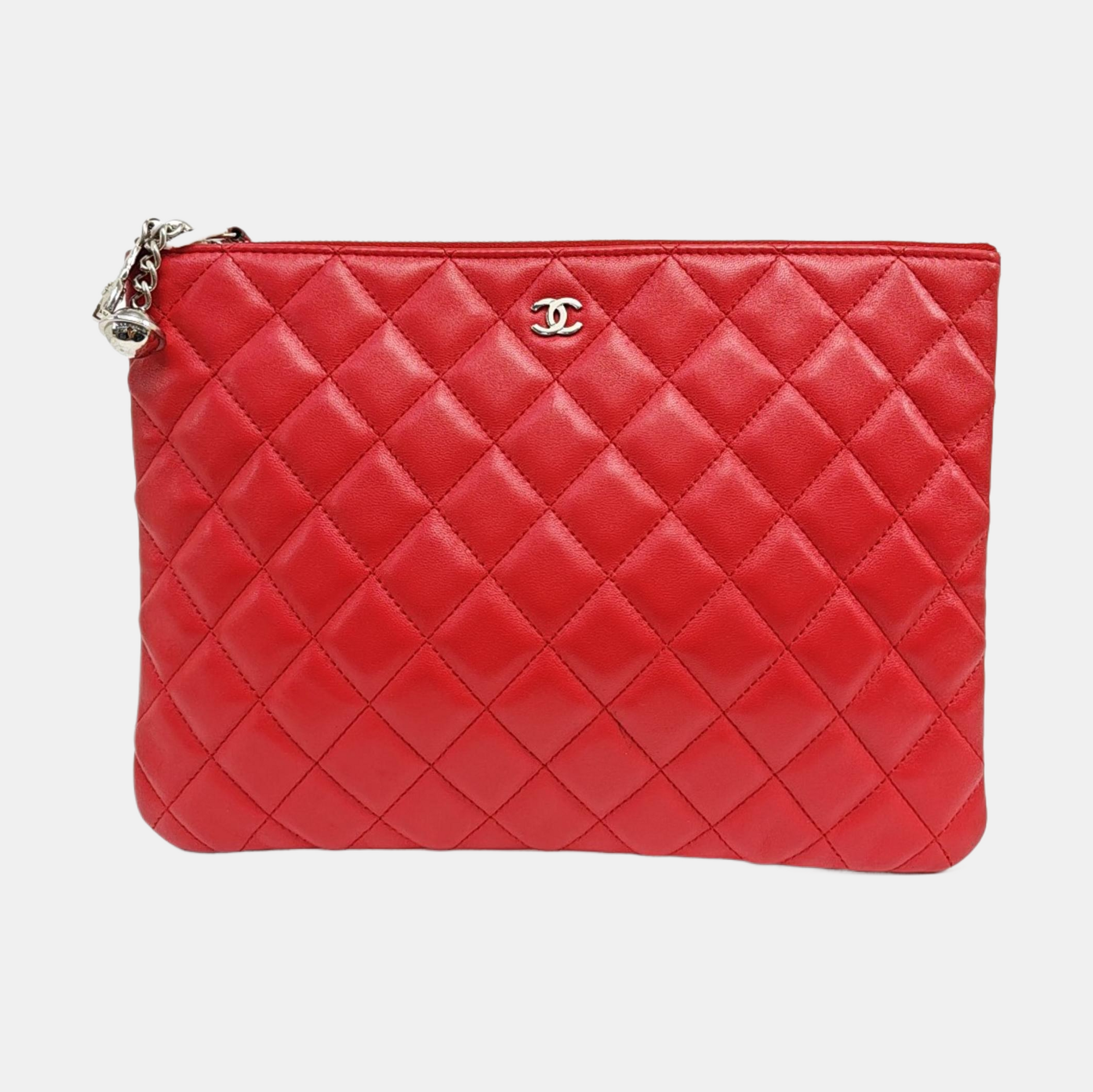 Quilted Lambskin Clutch Red
