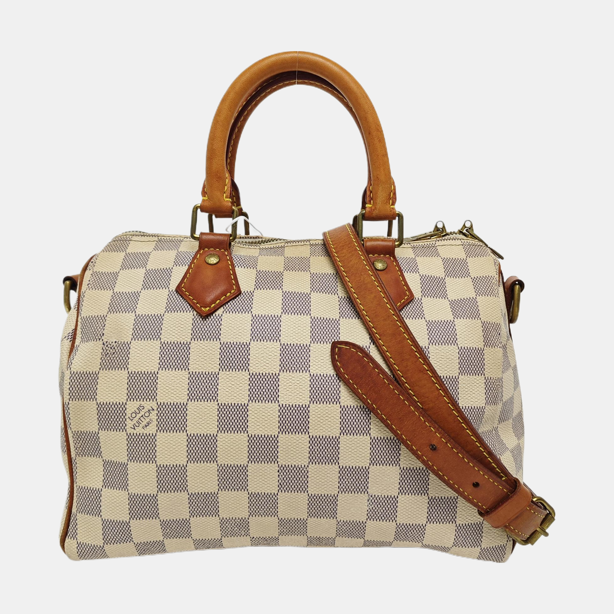 SPEEDY 25 Damier Azur Coated Canvas White