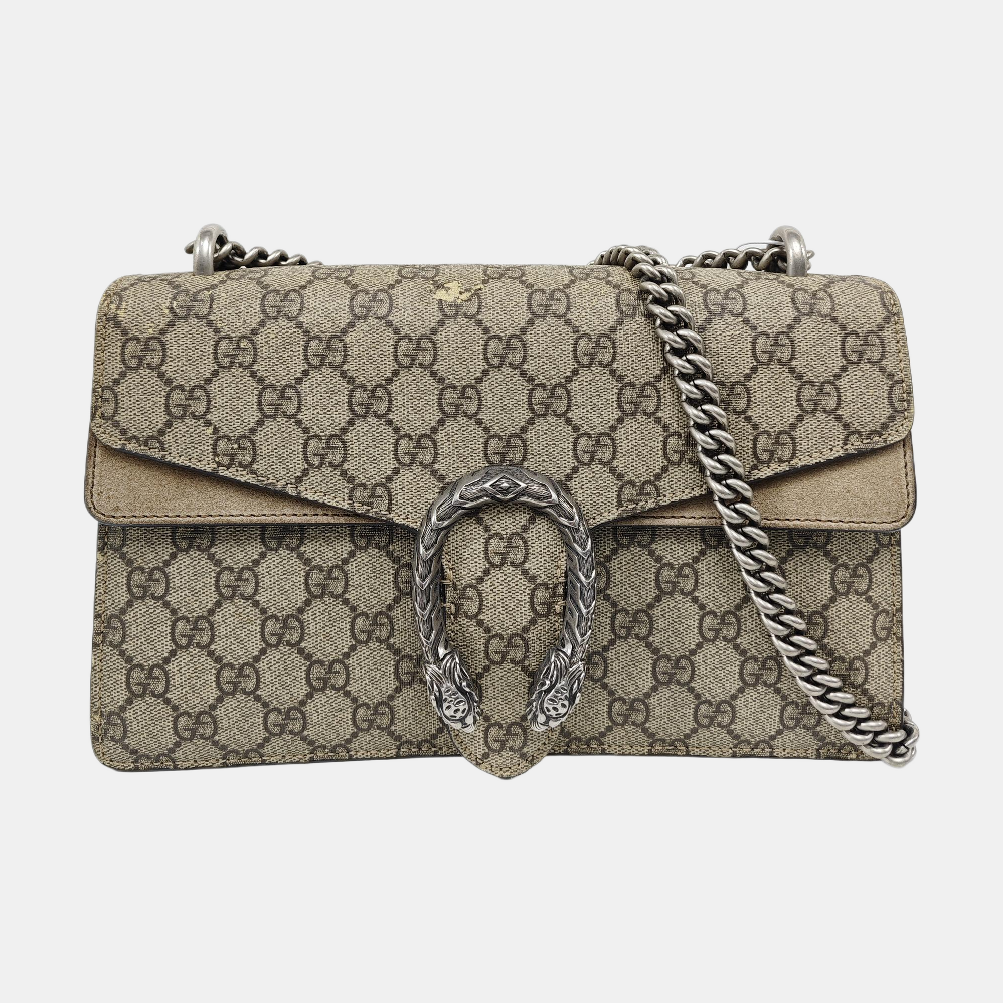 Dionysus Small Monogram Coated Canvas Beige