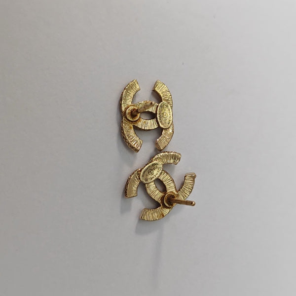 CC Logo Metal Gold Stud Earrings