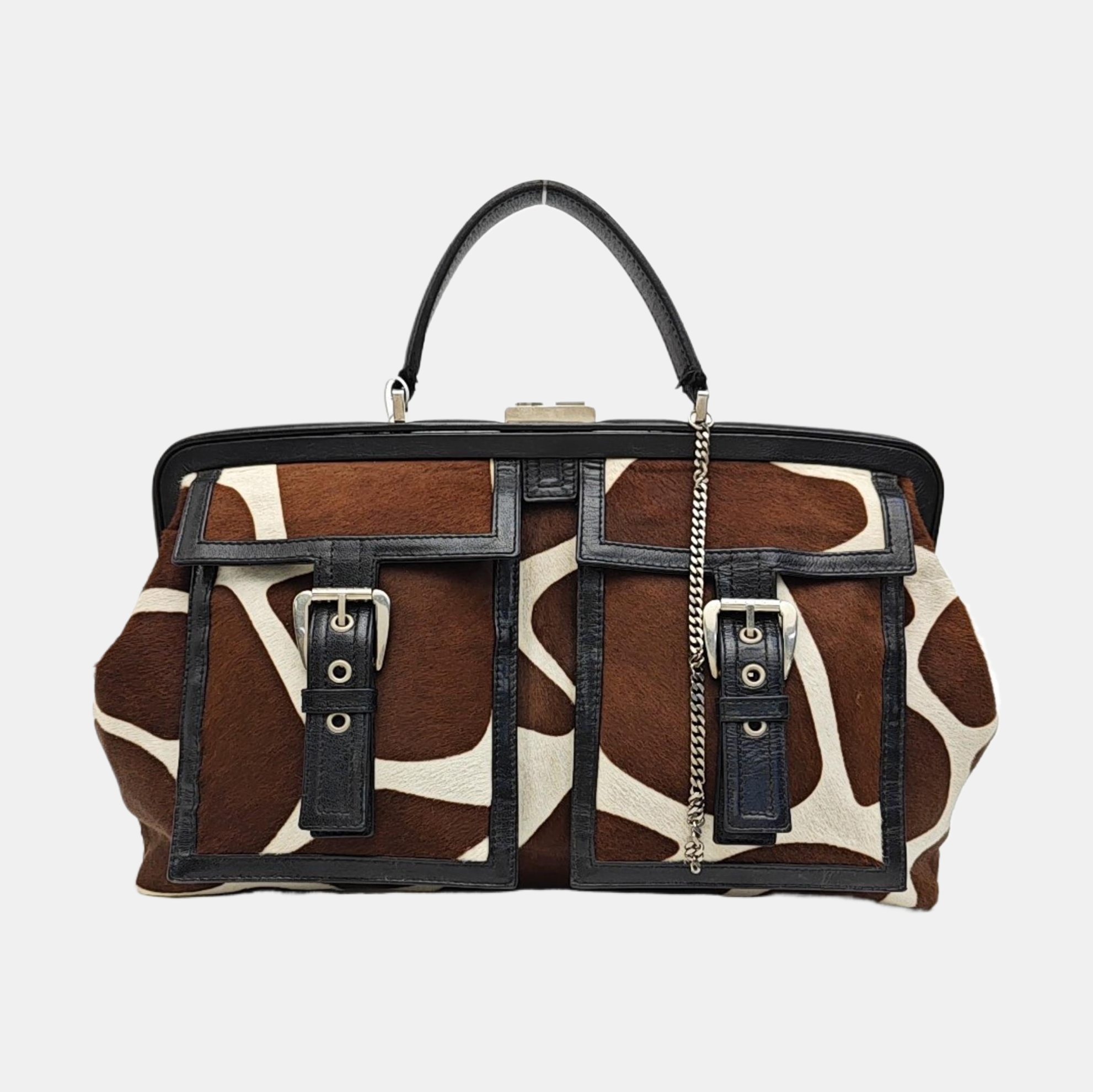 Horsehair Top Handle Bag Brown