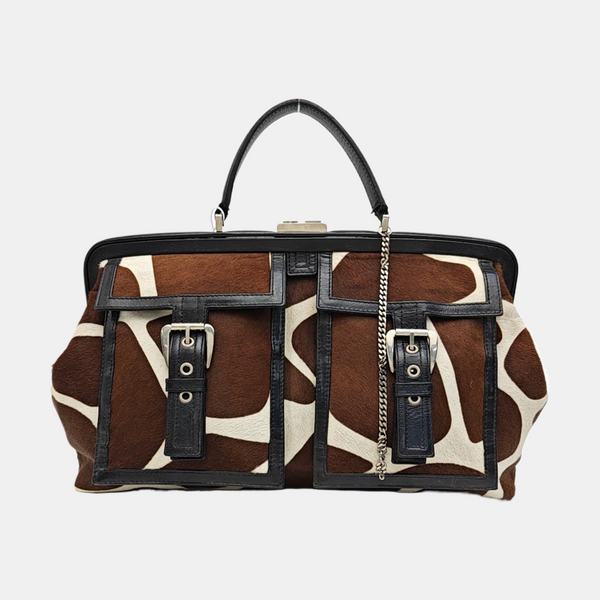 Horsehair Top Handle Bag Brown