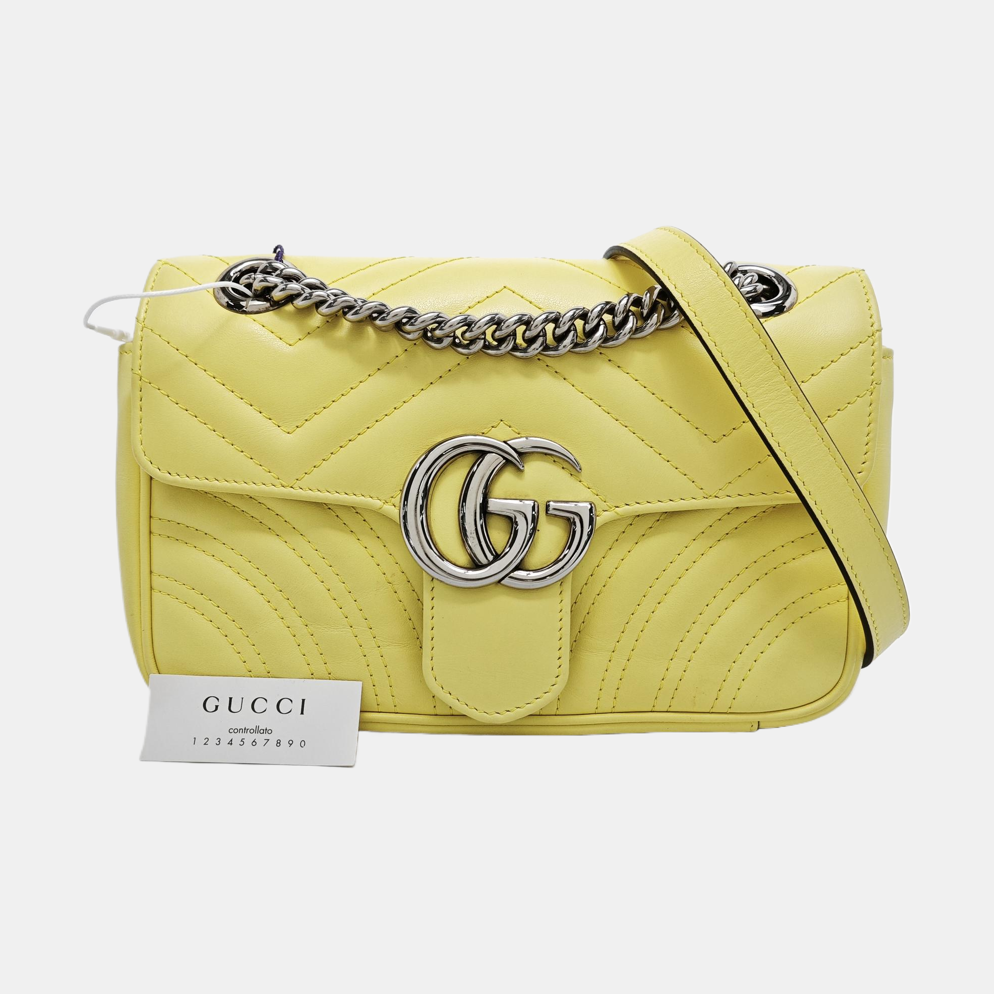 GG Marmont Small Quilted Calfskin Yellow