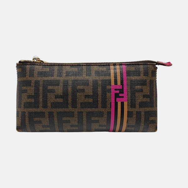 Coated Canvas Clutch Brown