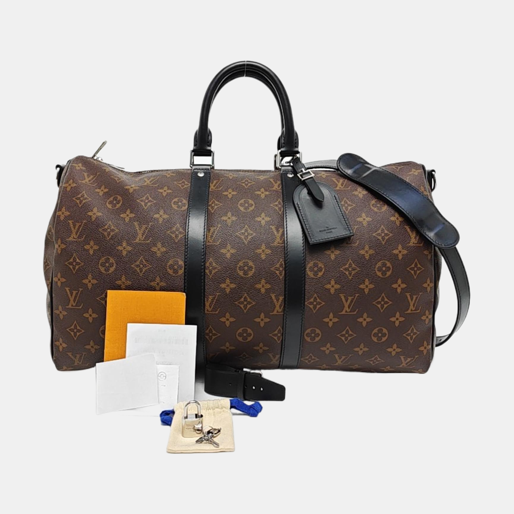 KEEPALL 45 Damier Ebene Coated Canvas Brown