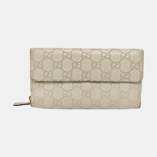 Monogram Leather Wallet Beige