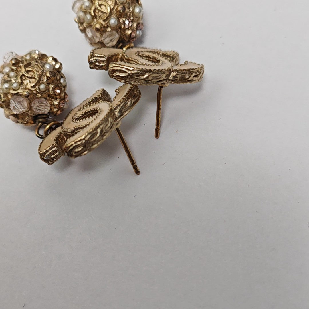 Metal Beige Stud Earrings