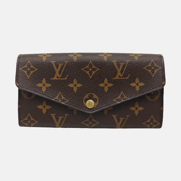 SARAH Monogram Coated Canvas Brown Wallet