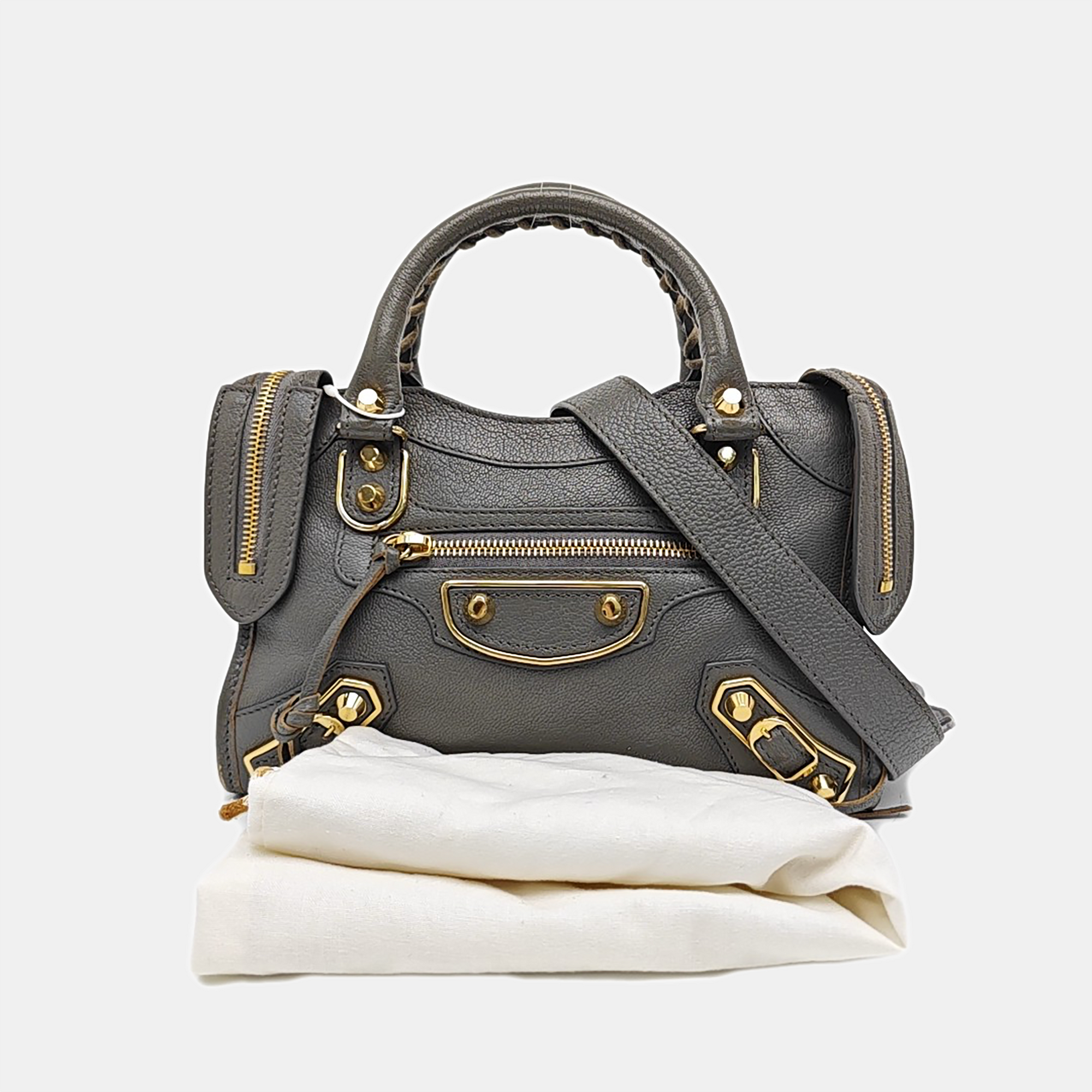 Classic Metallic Edge City Mini Lambskin Gray