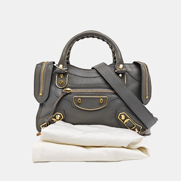 Classic Metallic Edge City Mini Lambskin Gray
