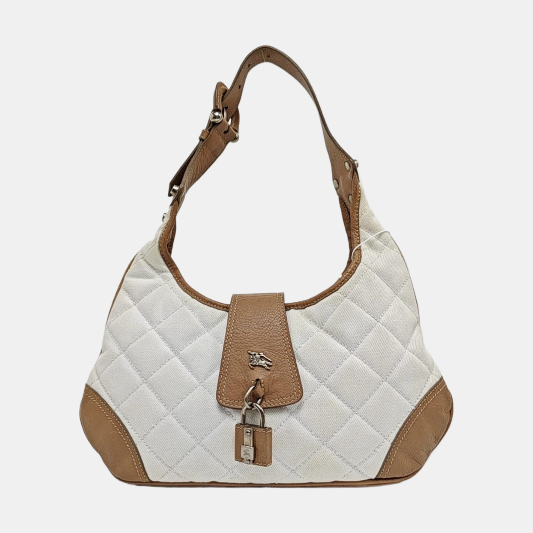 Quilted Canvas Shoulder Bag White