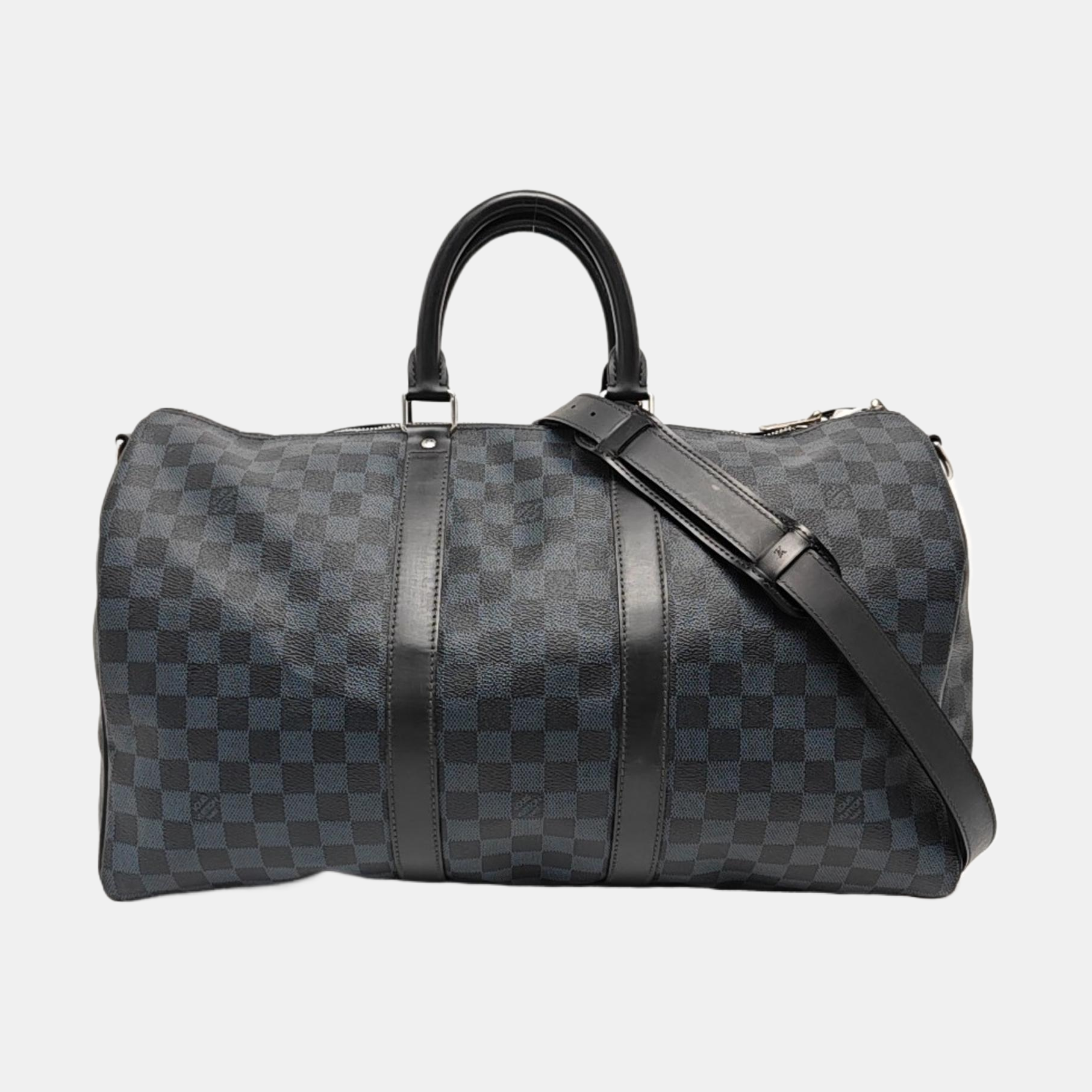 KEEPALL 45 Damier Coated Canvas Blue