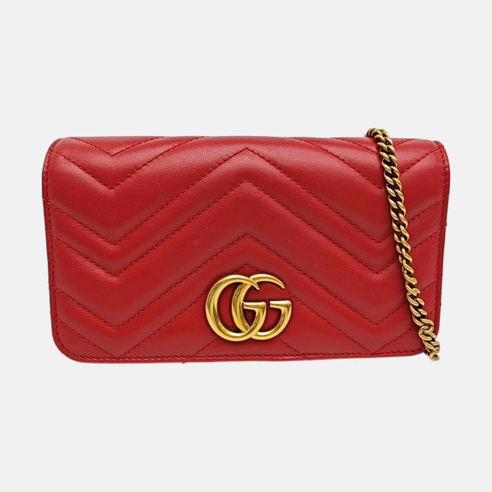 GG Marmont Super Mini Quilted Calfskin Red