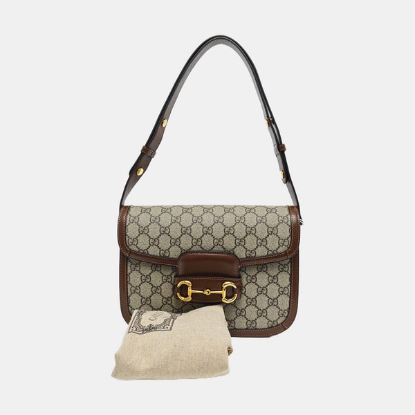 Horsebit 1955 Medium Monogram Coated Canvas Beige