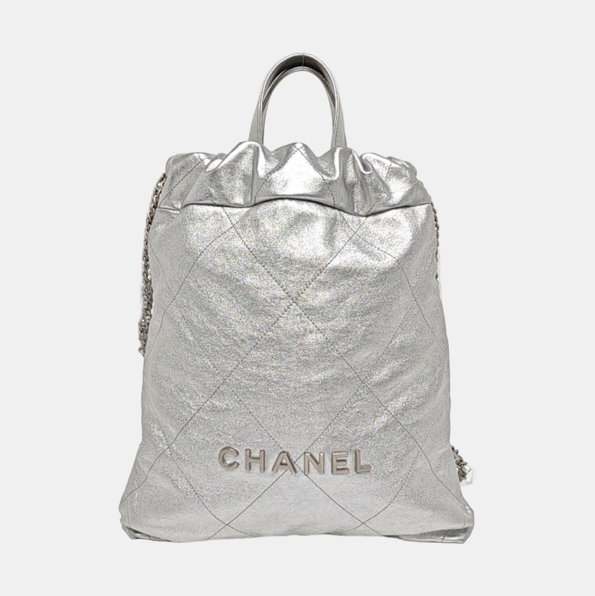 CHANEL 22 Small Quilted Calfskin Silver