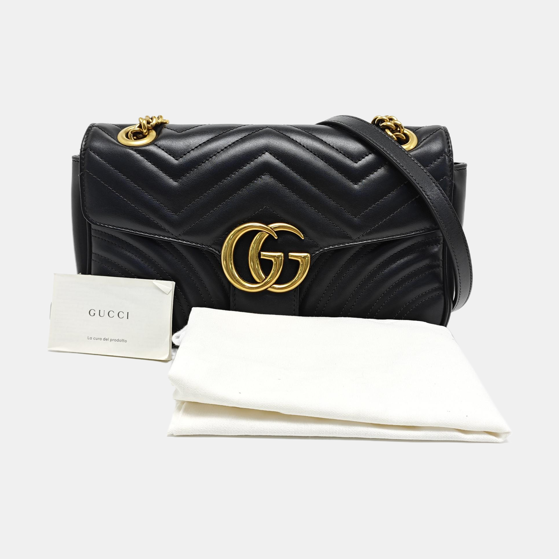 GG Marmont Medium Quilted Calfskin Black