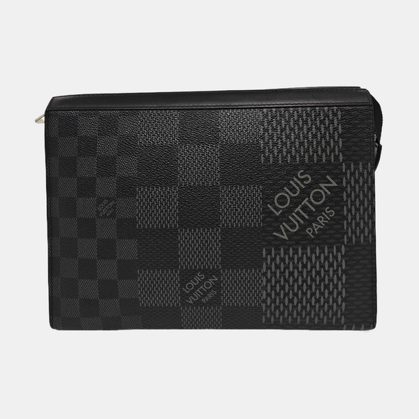 Pochette Voyag MM Damier Graphite Coated Canvas Gray