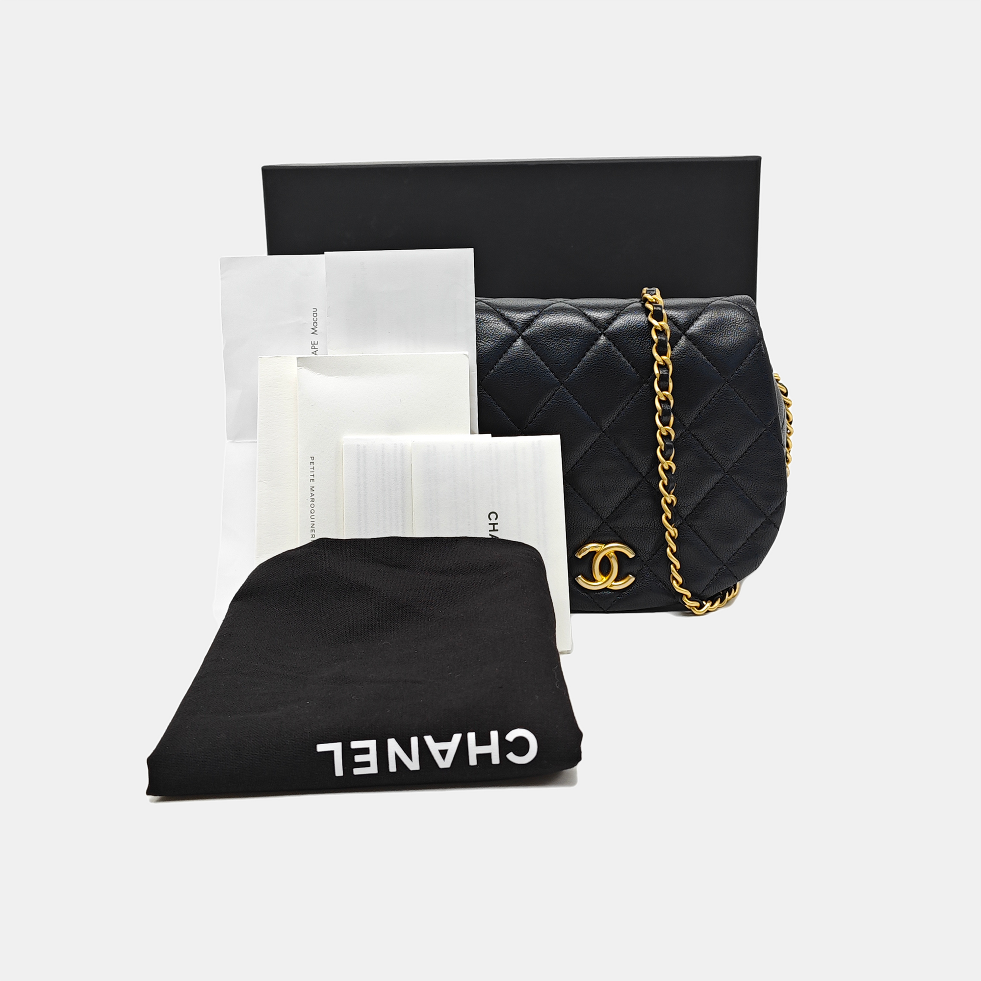Quilted Lambskin Shoulder Bag Black