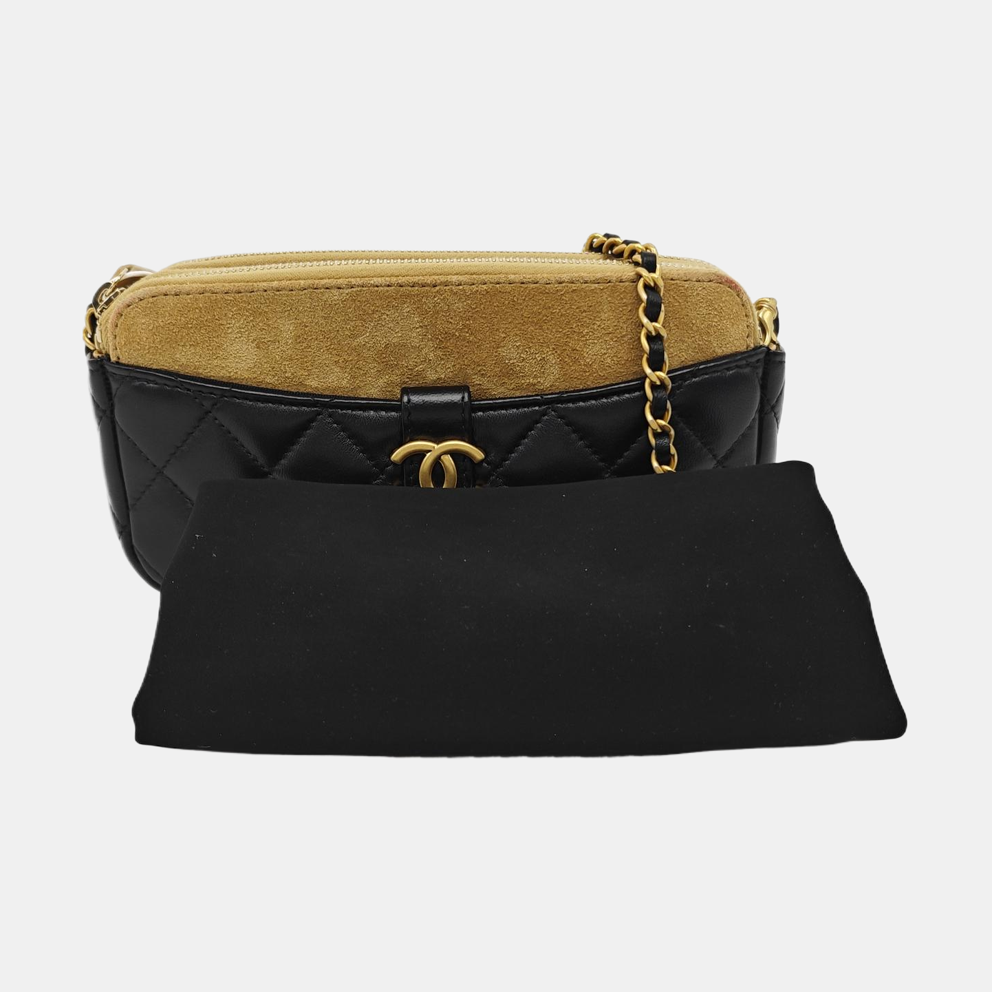 Quilted Lambskin Shoulder Bag Black