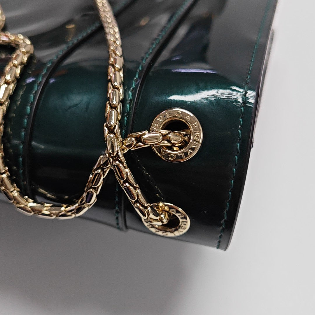 SERPENTI FOREVER Quilted Patent Leather Green