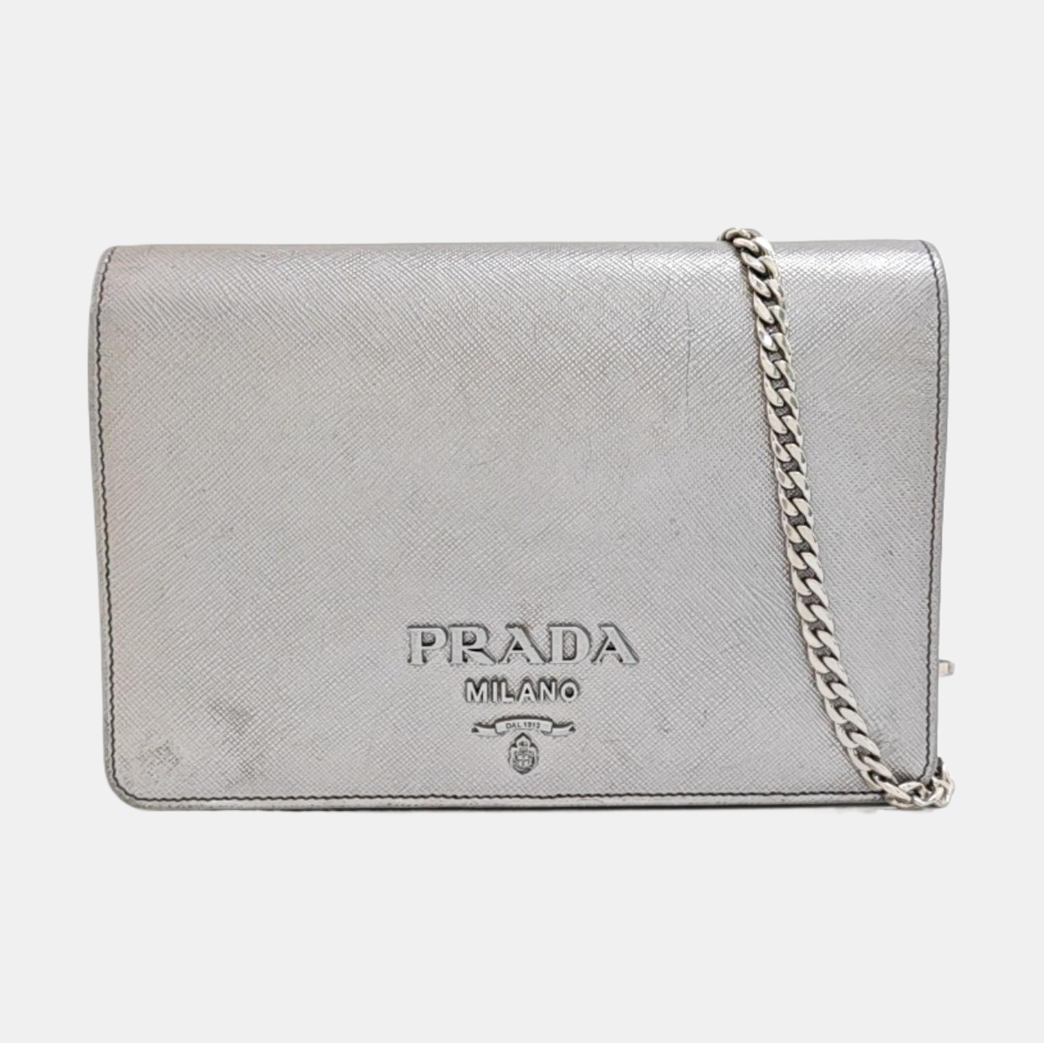 Saffiano Calfskin Shoulder Bag Silver