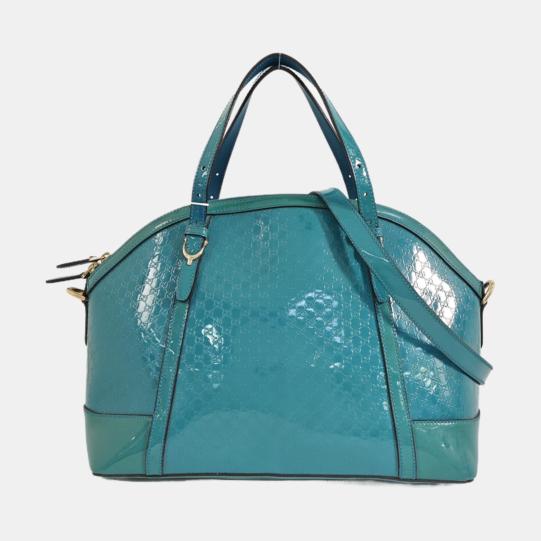 Monogram Patent Leather Shoulder Bag Blue