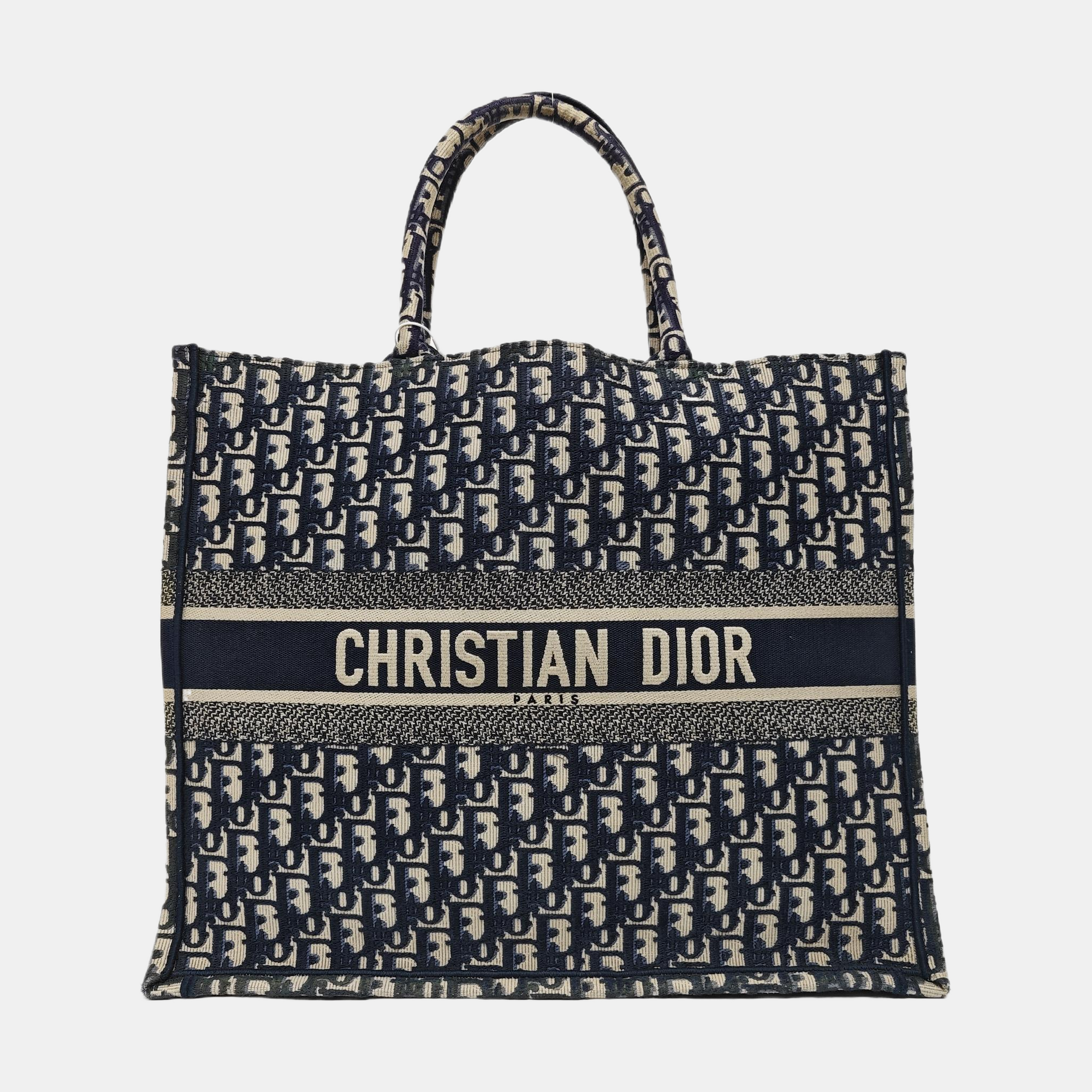 Book Tote Large Oblique Canvas Blue
