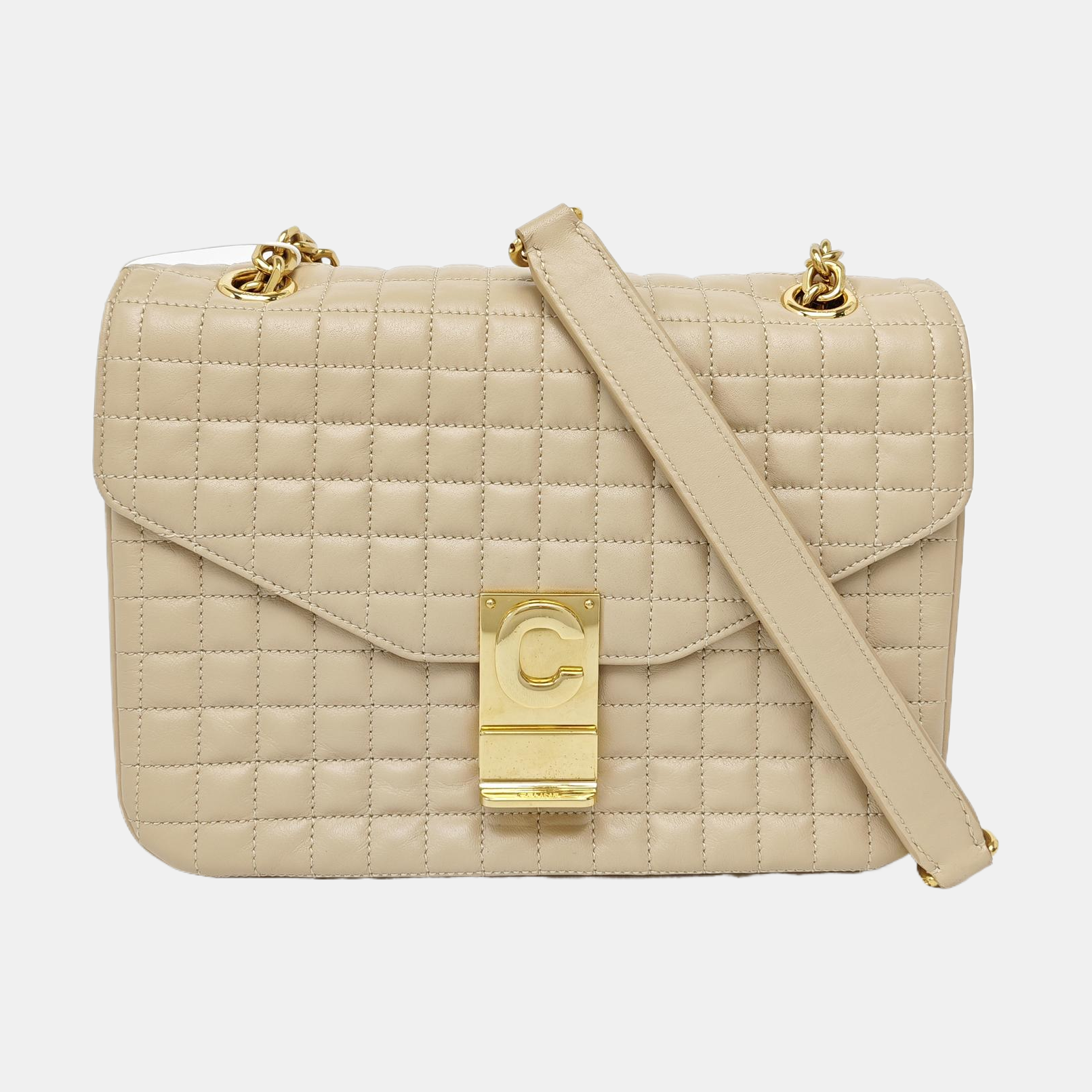 C Medium Quilted Calfskin Beige