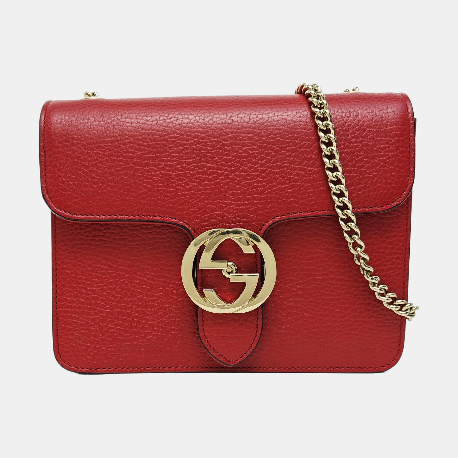 Interlocking G Small Calfskin Red