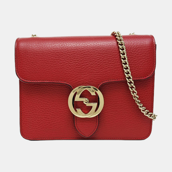 Interlocking G Small Calfskin Red
