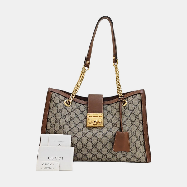 Padlock Medium Monogram Coated Canvas Beige