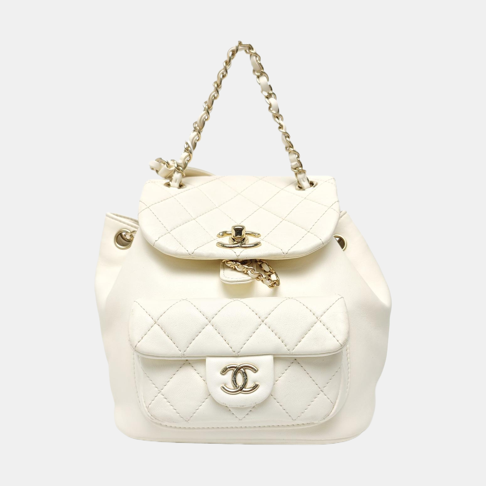 DUMA Small Quilted Lambskin White
