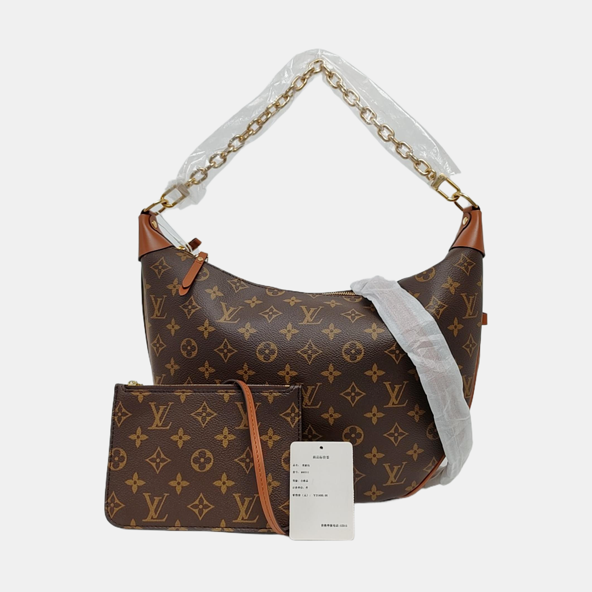 LOOP HOBO Monogram Coated Canvas Brown