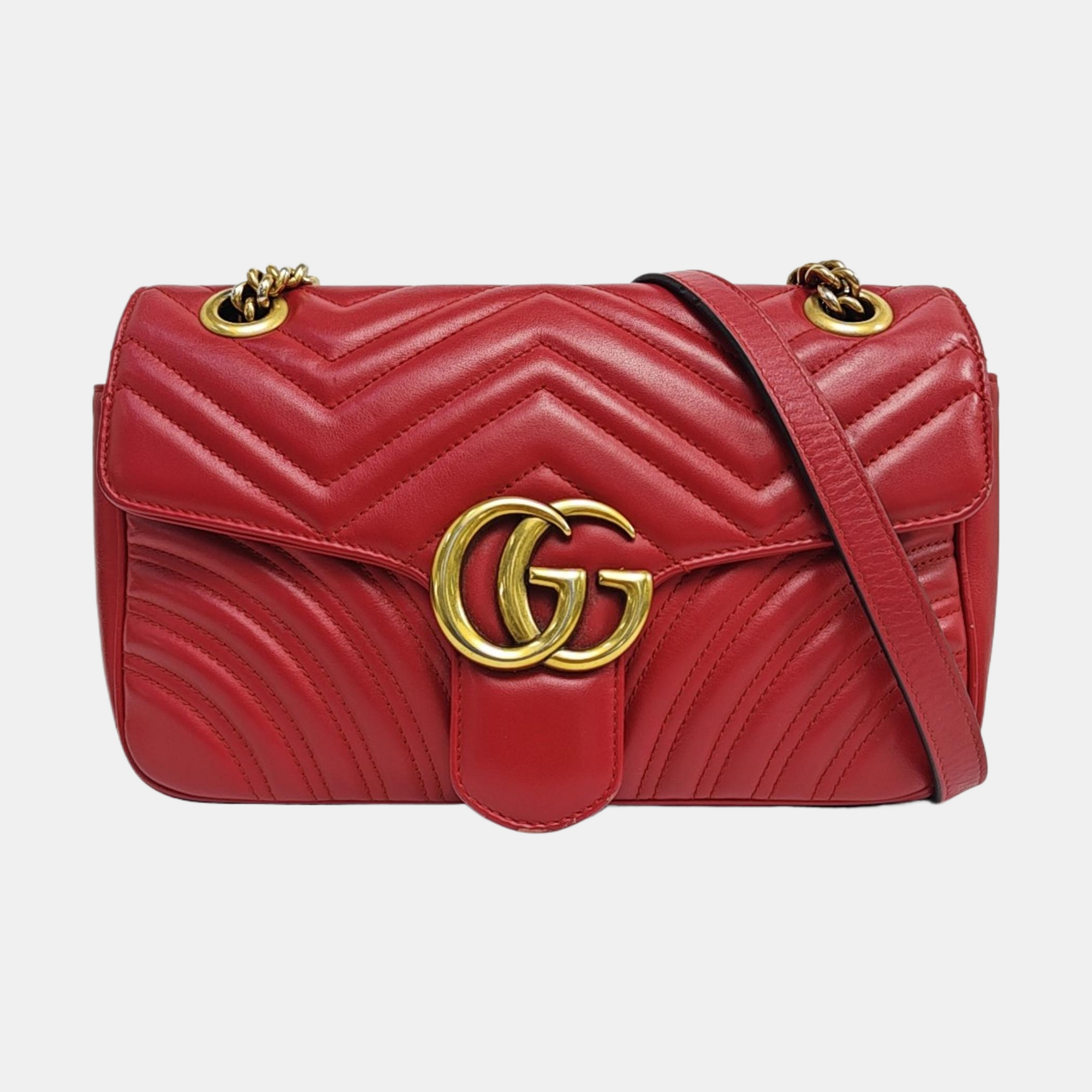 GG Marmont Medium Quilted Calfskin Red