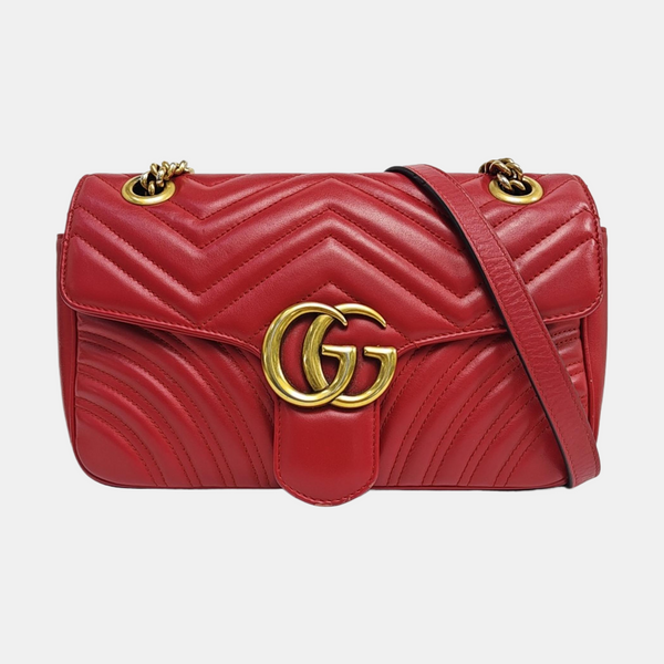 GG Marmont Medium Quilted Calfskin Red