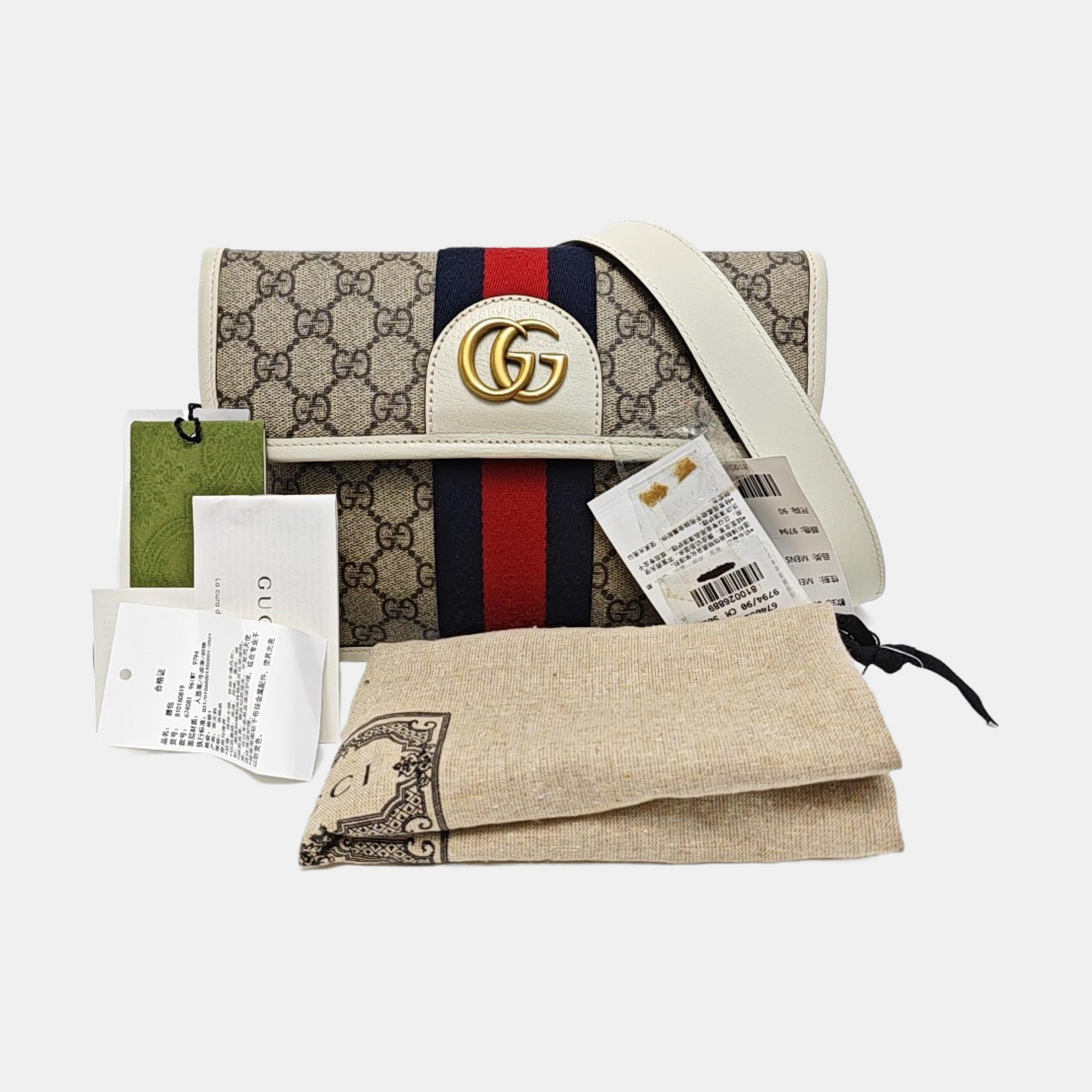 Ophidia Small Monogram Coated Canvas Beige