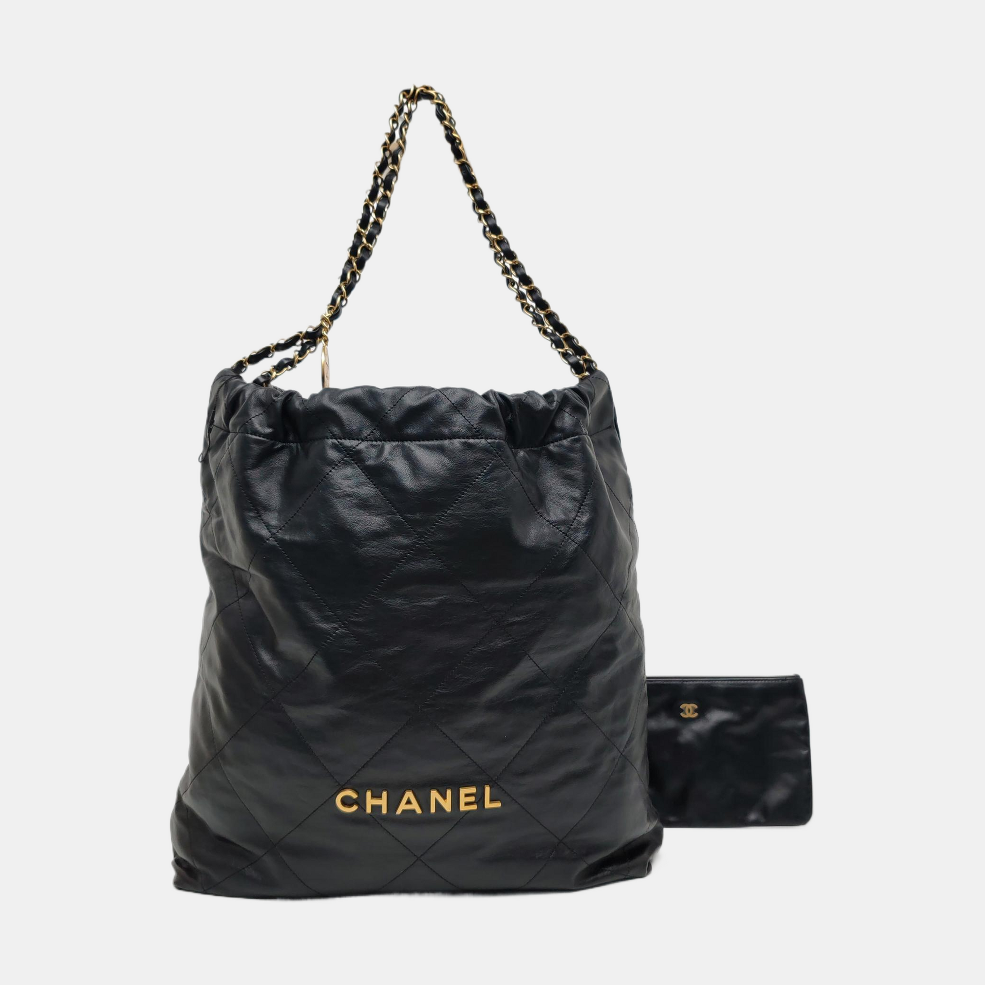 CHANEL 22 Large Quilted Calfskin Black