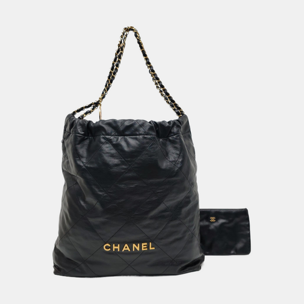 CHANEL 22 Large Quilted Calfskin Black