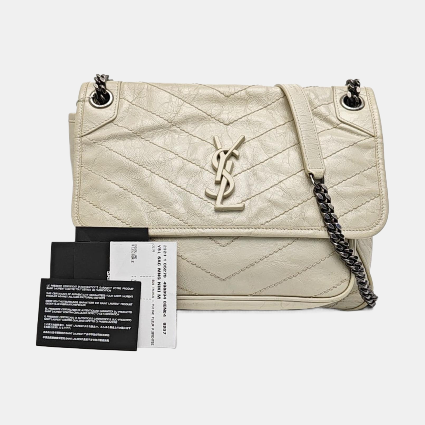 NIKI Medium Chevron Calfskin Beige