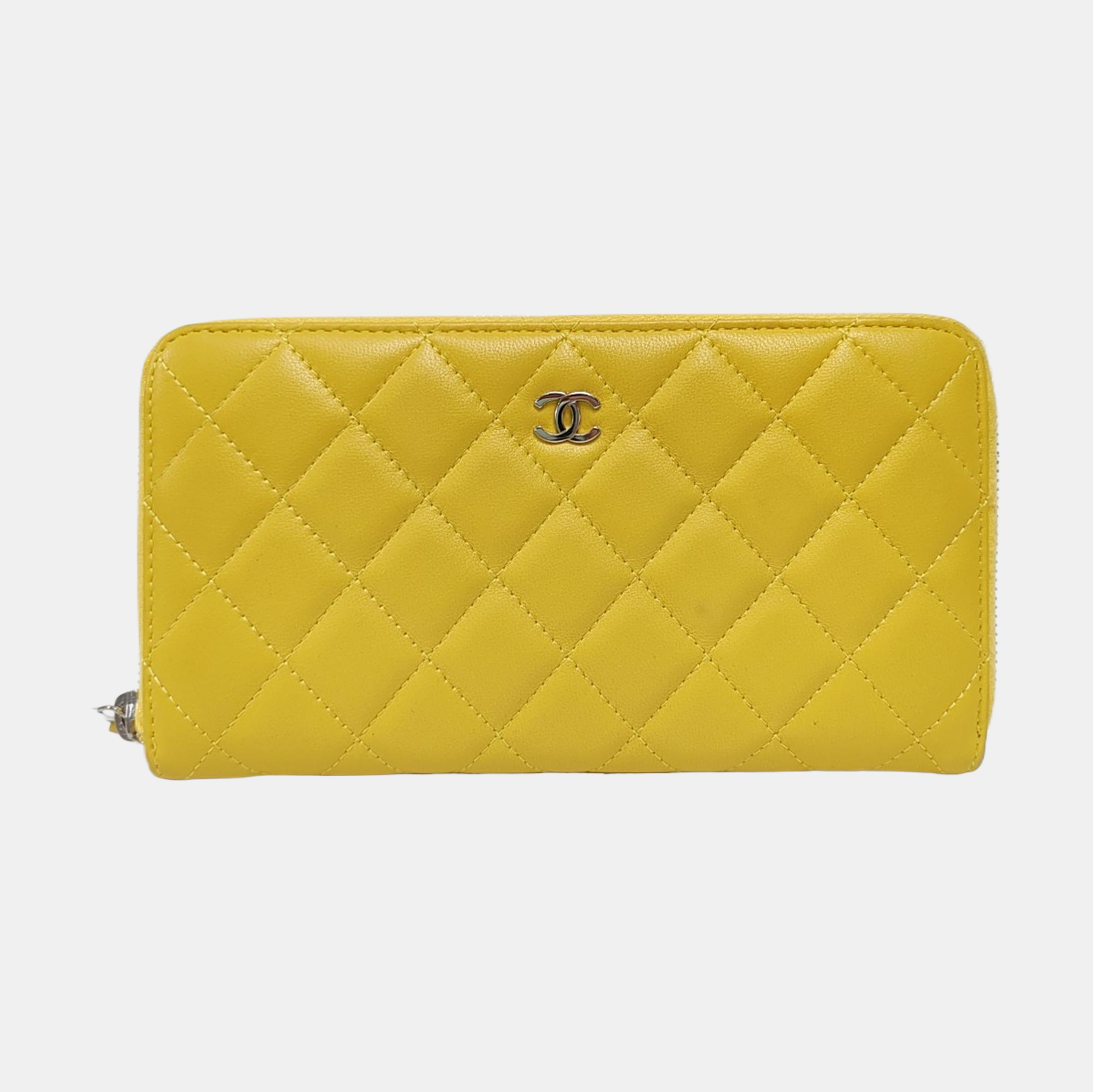 Authenticated pre-owned  WOC Quilted Lambskin Yellow Wallet - Wallet at Looply