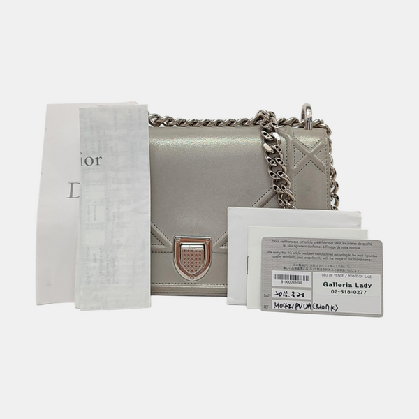 Diorama Small Cannage Calfskin Silver